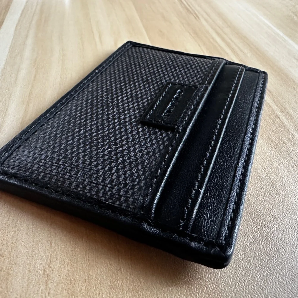 Coach Denim Signature Card Case Wallet Slim Credit Card Holder Black - NWOT
